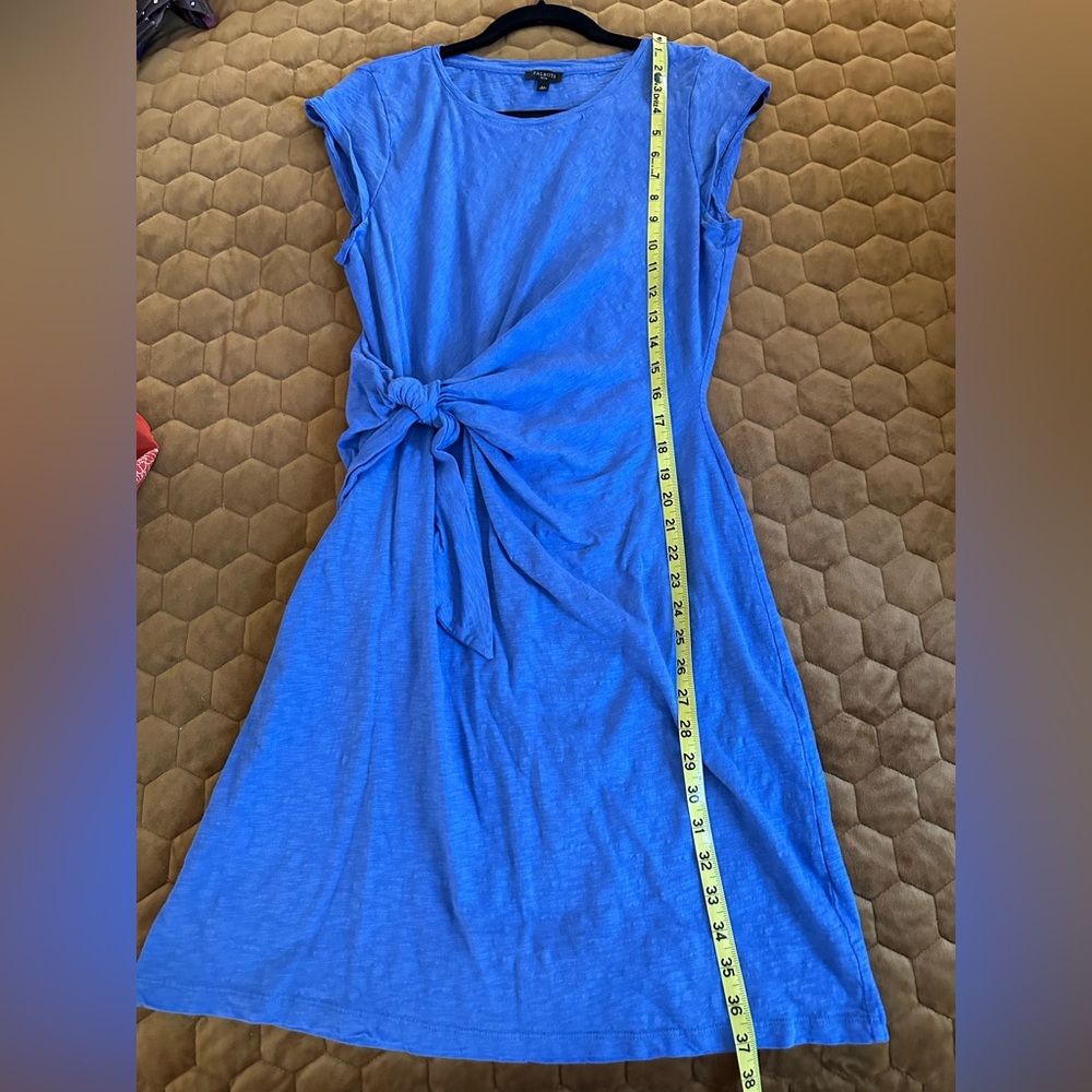Talbots Blue Ruched Tie Linen Dress - Picture 3 of 4